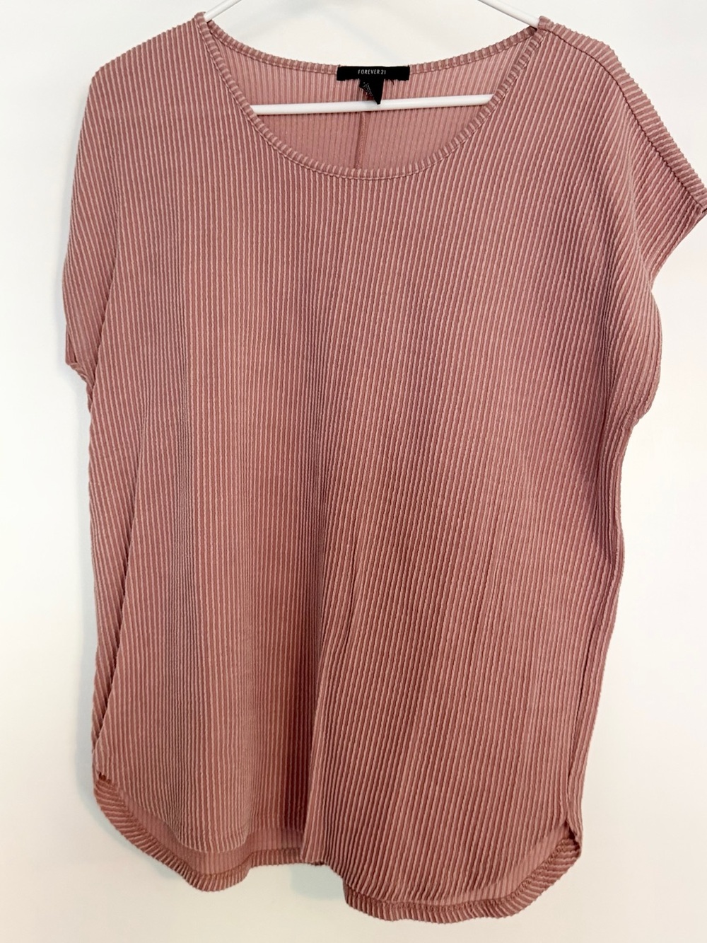 Forever 21 Dusty Rose Ribbed Short Sleeve Top